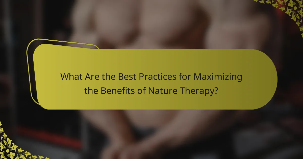 What Are the Best Practices for Maximizing the Benefits of Nature Therapy?