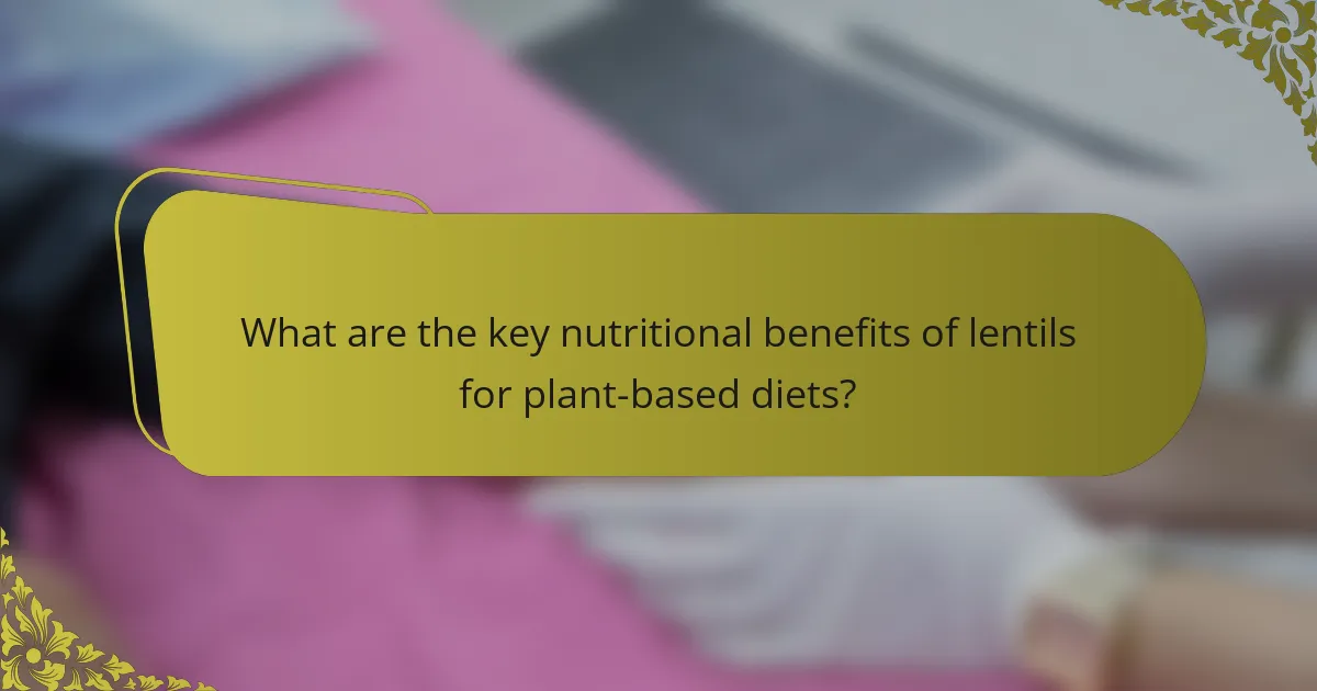 What are the key nutritional benefits of lentils for plant-based diets?