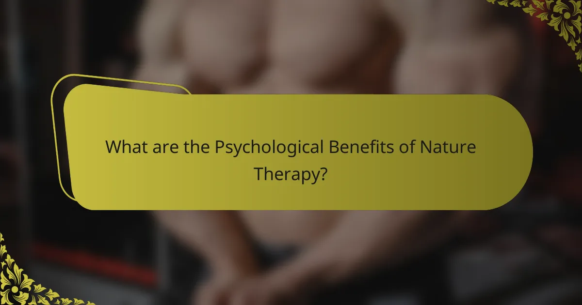 What are the Psychological Benefits of Nature Therapy?